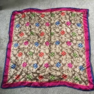 Coach Multicolor Flowers  100% Silk  Square Bandana
